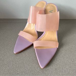 ViVI PVC Open Toe Mules Pumps Stiletto Heels Sz 8